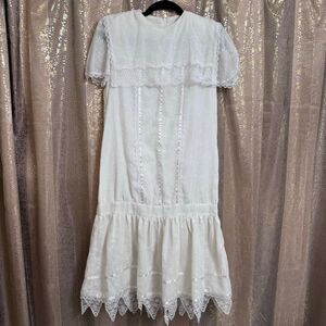 Vintage‎ Gunne Sax By Jessica McClintock 1980's Peasant Prairie Dress White Lace